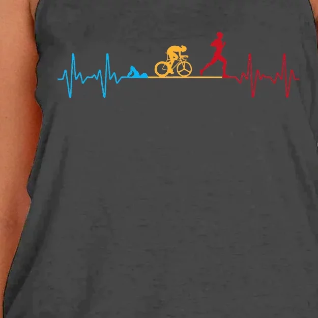 Cool Triathlon Art Triathlete Endurance Sport Women's Knotted Racerback Tank