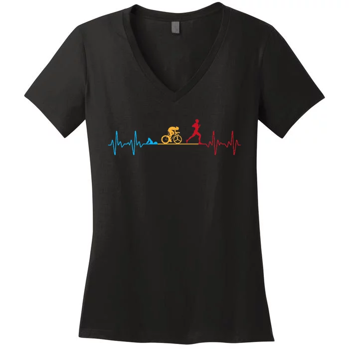 Cool Triathlon Art Triathlete Endurance Sport Women's V-Neck T-Shirt