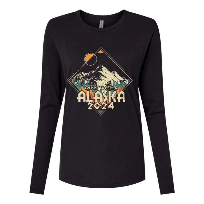 Cruisin Together Alaska 2024 Alaskan Cruise Trip Matching Womens Cotton Relaxed Long Sleeve T-Shirt