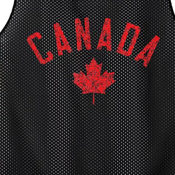 Canada Text And Leaf Distressed Red Print Mesh Reversible Basketball Jersey Tank