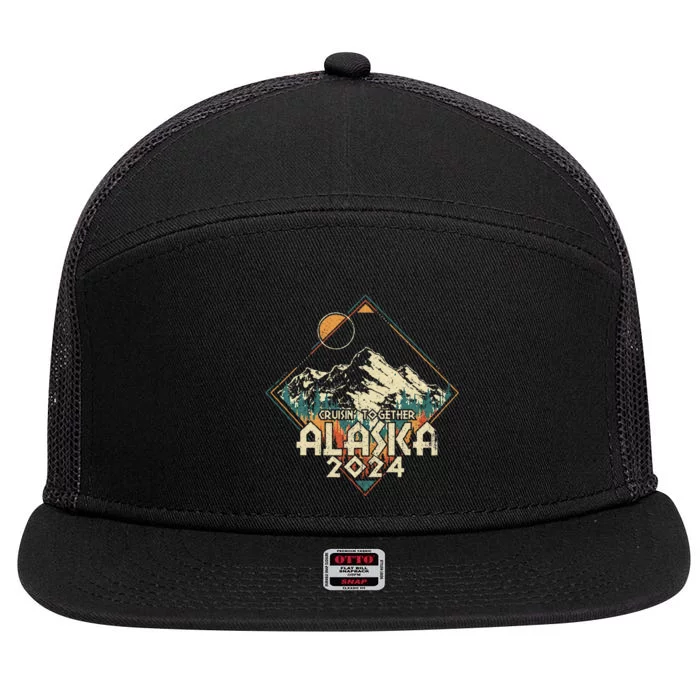 Cruisin Together Alaska 2024 Alaskan Cruise Trip Matching 7 Panel Mesh Trucker Snapback Hat