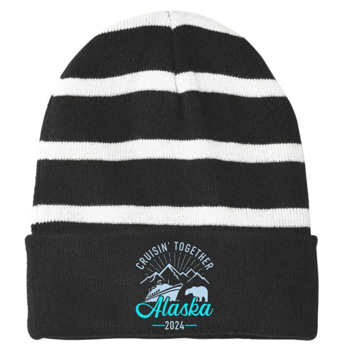 Cruisin Together Alaska 2024 Matching Cruising Vacation 2024 Striped Beanie with Solid Band