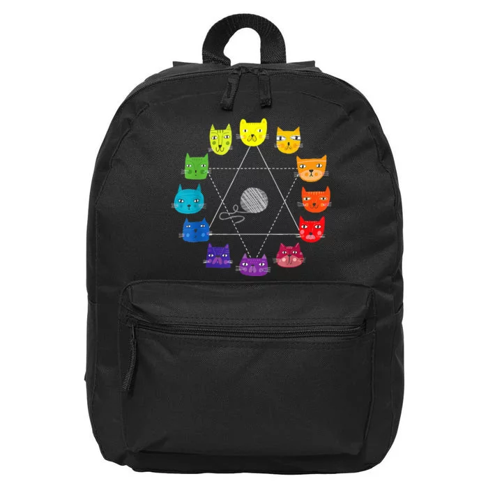 Cat Themed Artist Color Wheel Educational Art Teacher 16 in Basic Backpack