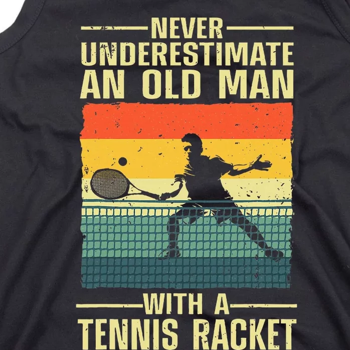 Cool Tennis Art For Grandpa Tennis Player Racket Tank Top