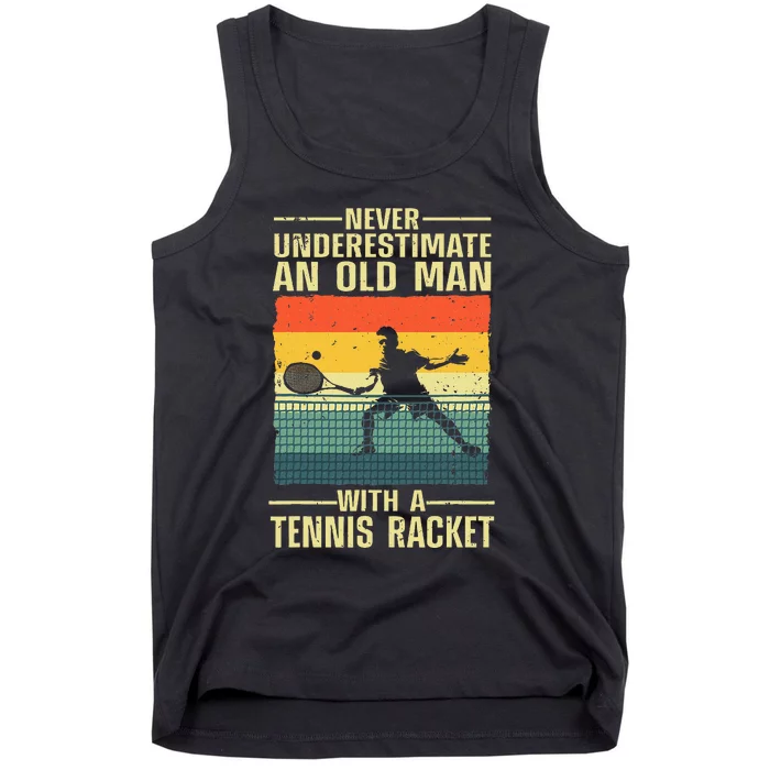 Cool Tennis Art For Grandpa Tennis Player Racket Tank Top