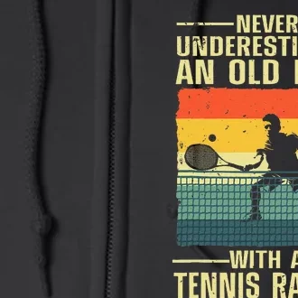 Cool Tennis Art For Grandpa Tennis Player Racket Full Zip Hoodie