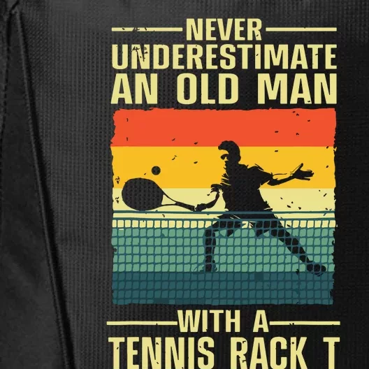 Cool Tennis Art For Grandpa Men Tennis Player Racket Sport City Backpack