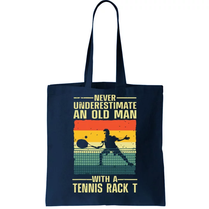 Cool Tennis Art For Grandpa Men Tennis Player Racket Sport Tote Bag