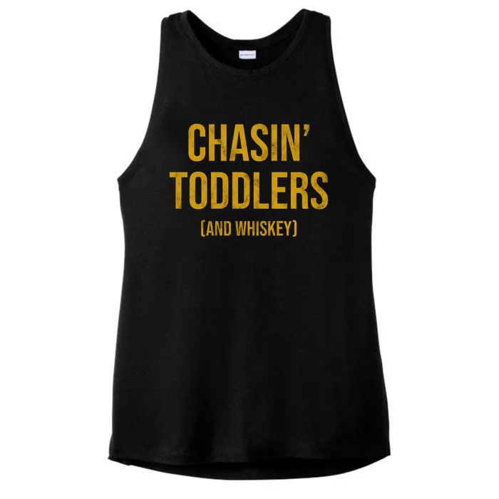 Chasin Toddlers And Whiskey Funny Parent Ladies Tri-Blend Wicking Tank