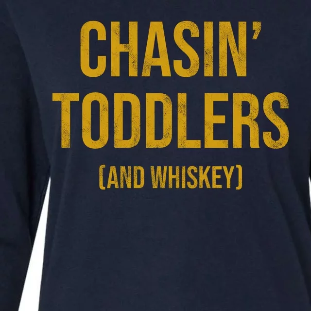 Chasin Toddlers And Whiskey Funny Parent Womens Cotton Relaxed Long Sleeve T-Shirt