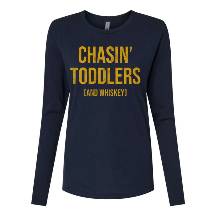 Chasin Toddlers And Whiskey Funny Parent Womens Cotton Relaxed Long Sleeve T-Shirt