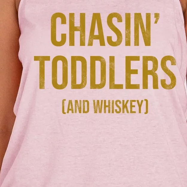 Chasin Toddlers And Whiskey Funny Parent Women's Knotted Racerback Tank