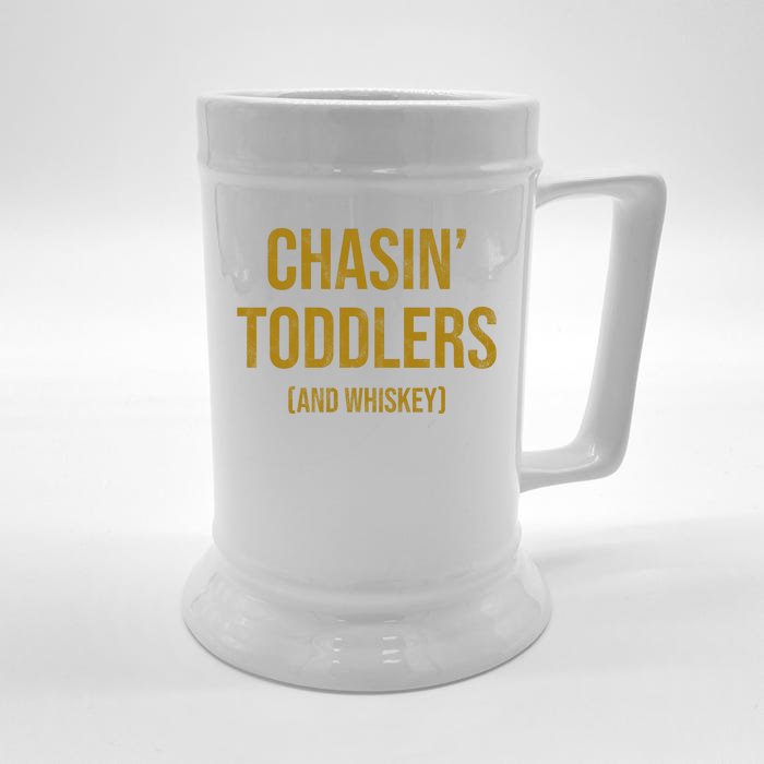 Chasin Toddlers And Whiskey Funny Parent Front & Back Beer Stein