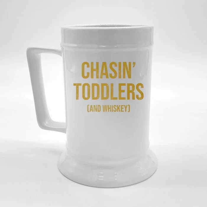 Chasin Toddlers And Whiskey Funny Parent Front & Back Beer Stein