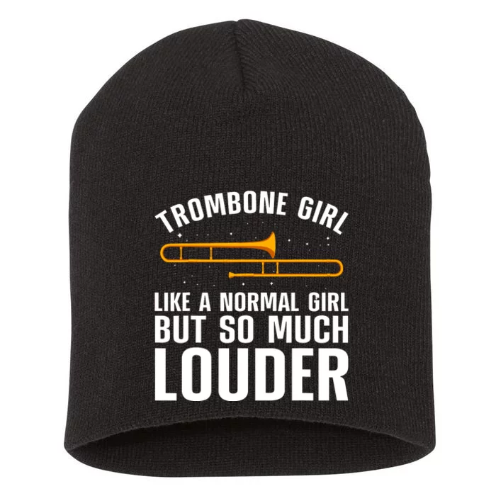 Cool Trombone Art Trombonist Trombone Lover Short Acrylic Beanie