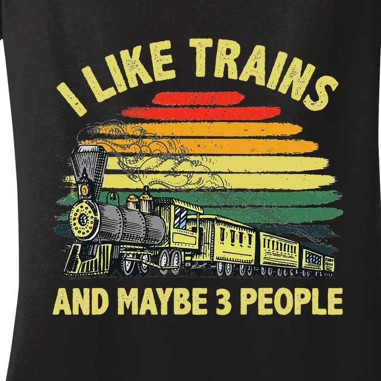 Cool Train Art Train Collector Railroad Worker Women's V-Neck T-Shirt