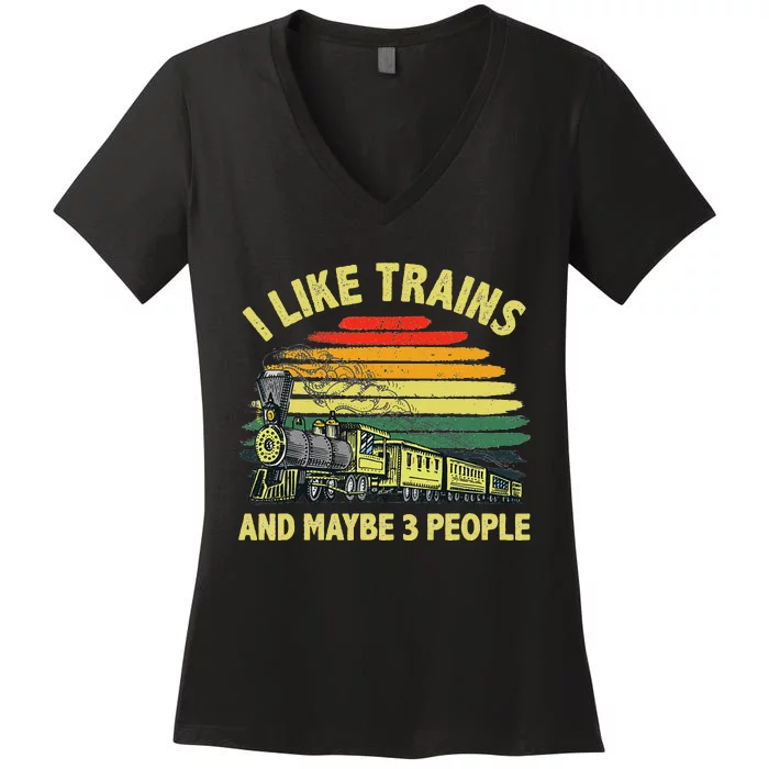 Cool Train Art Train Collector Railroad Worker Women's V-Neck T-Shirt