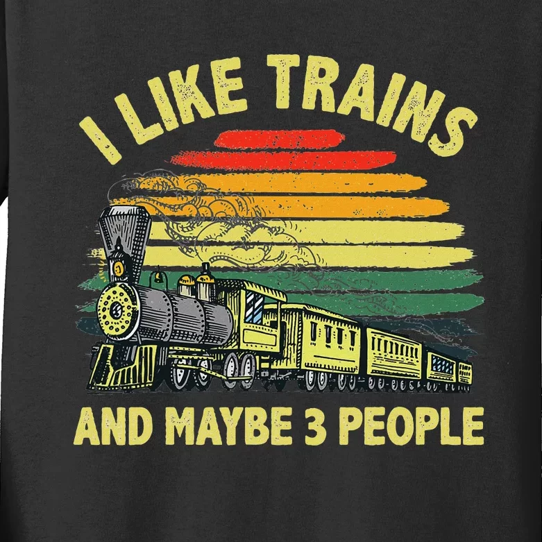 Cool Train Art Train Collector Railroad Worker Kids Long Sleeve Shirt