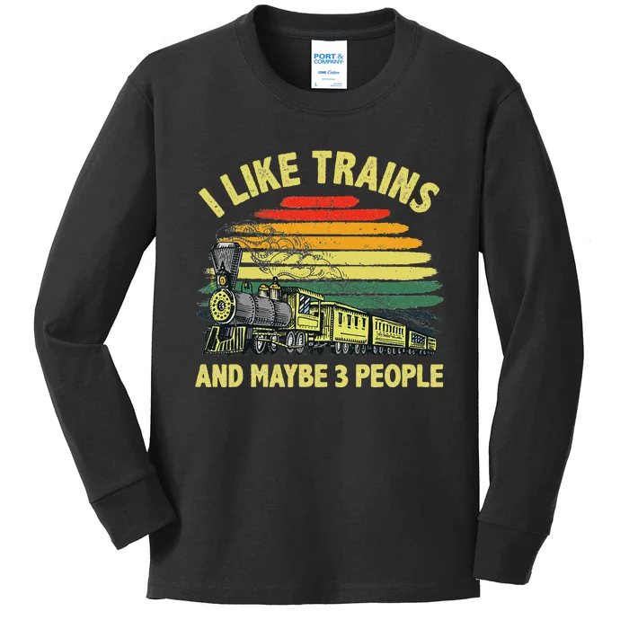 Cool Train Art Train Collector Railroad Worker Kids Long Sleeve Shirt