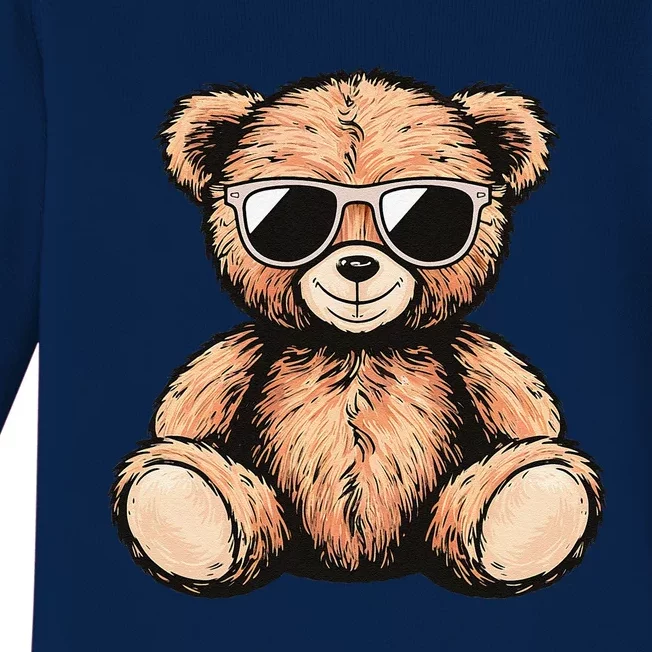 Cool Teddy Bear Casual Cute Funny Graphic Baby Long Sleeve Bodysuit