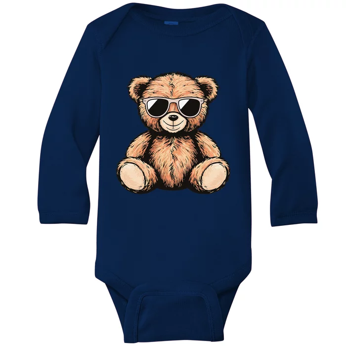 Cool Teddy Bear Casual Cute Funny Graphic Baby Long Sleeve Bodysuit