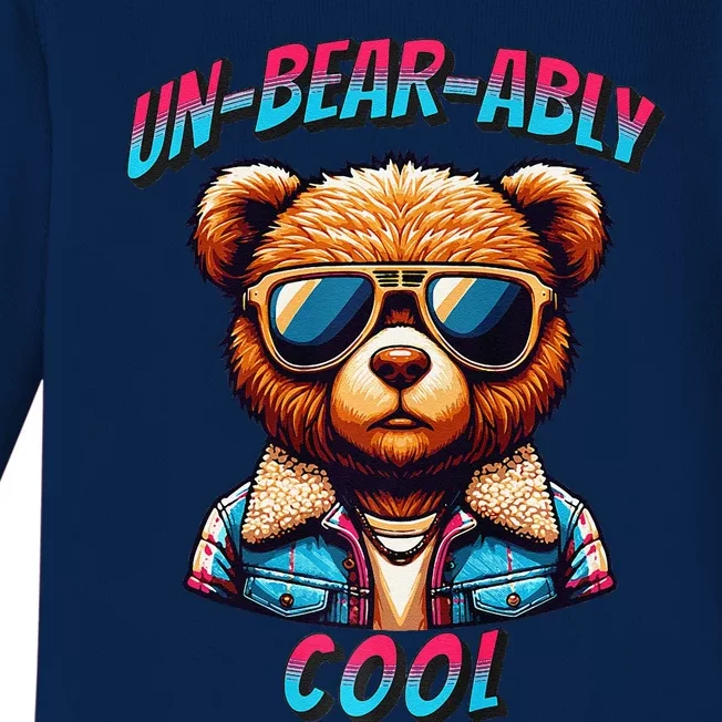 Cool Teddy Bear Sunglasses – Stay Chill In Style! Premium Baby Long Sleeve Bodysuit