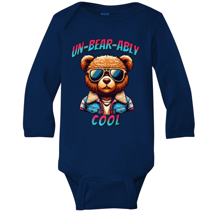 Cool Teddy Bear Sunglasses – Stay Chill In Style! Premium Baby Long Sleeve Bodysuit