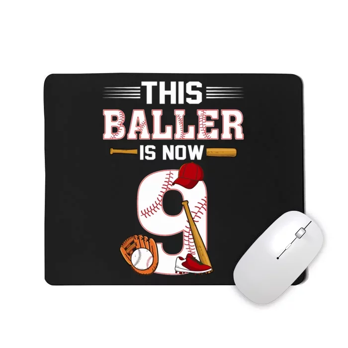 Cool This Baller Is Now 9 Baseball 9th Birthday Mousepad