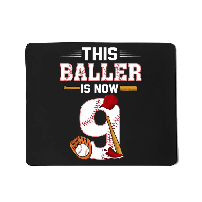 Cool This Baller Is Now 9 Baseball 9th Birthday Mousepad