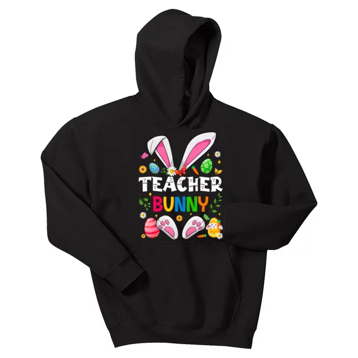 Cute Teacher Bunny Ears & Paws Easter Eggs Easter Day Girl Kids Hoodie