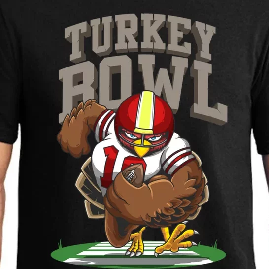 Cool Turkey Bowl Funny Thanksgiving Football Player Gift Cool Gift Pajama Set