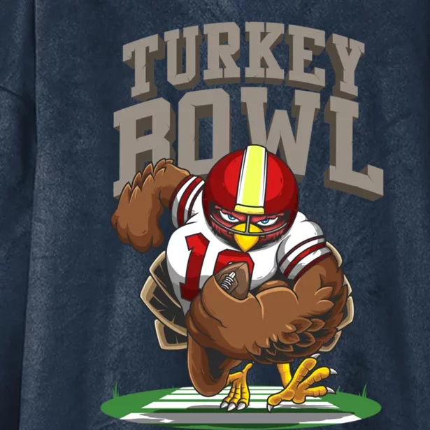 Cool Turkey Bowl Funny Thanksgiving Football Player Gift Cool Gift Hooded Wearable Blanket