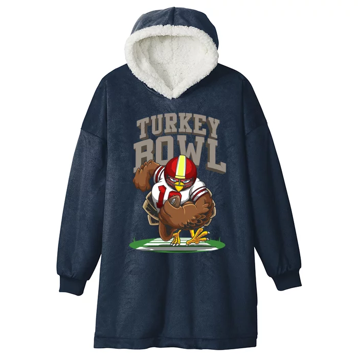 Cool Turkey Bowl Funny Thanksgiving Football Player Gift Cool Gift Hooded Wearable Blanket