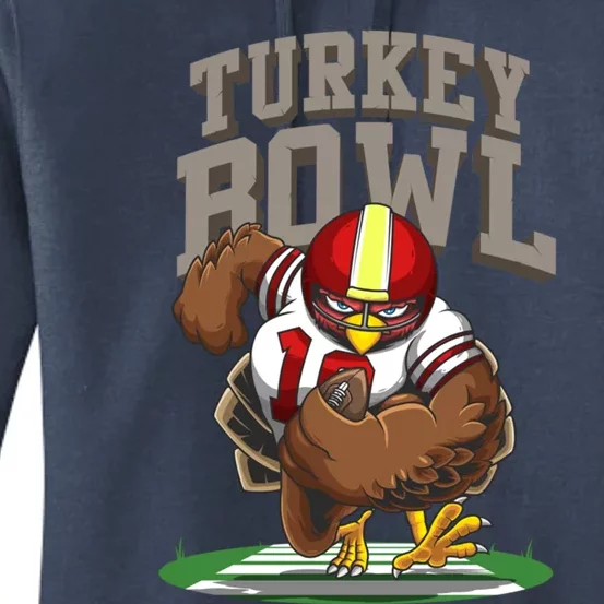 Cool Turkey Bowl Funny Thanksgiving Football Player Gift Cool Gift Women's Pullover Hoodie