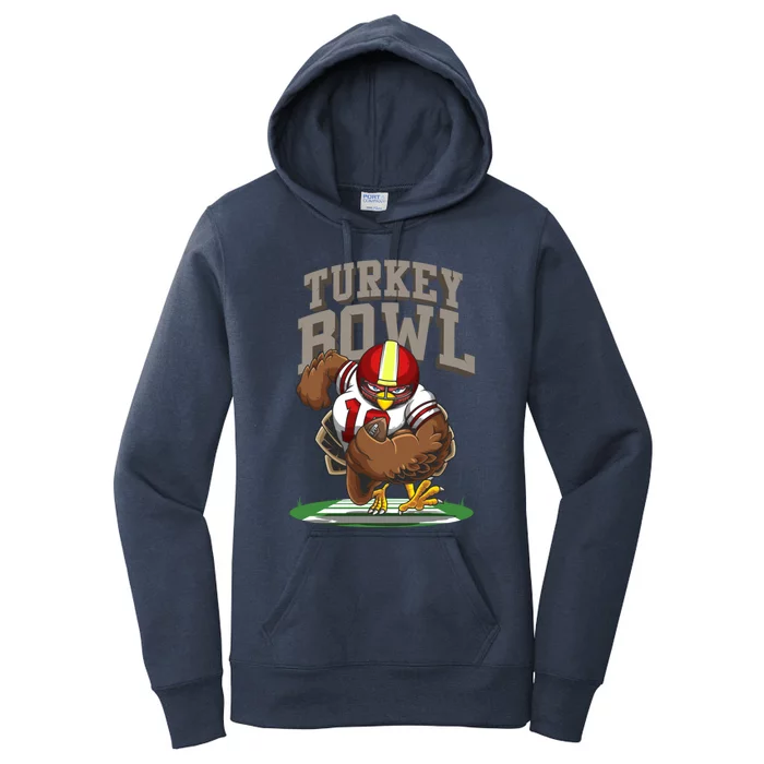 Cool Turkey Bowl Funny Thanksgiving Football Player Gift Cool Gift Women's Pullover Hoodie