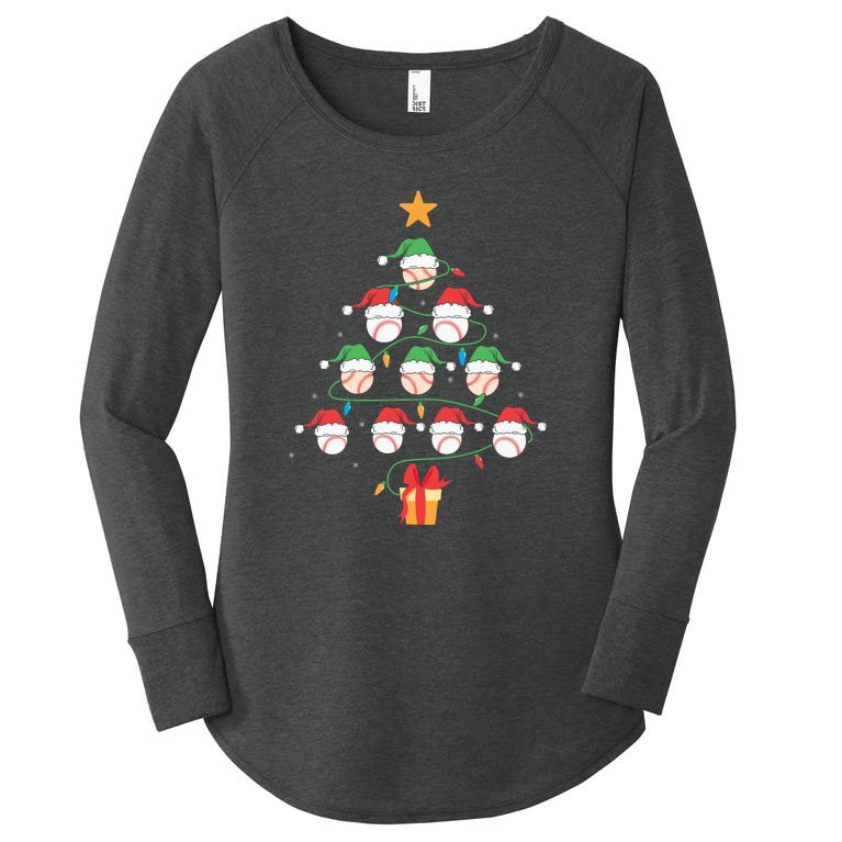 Christmas Baseball Tree Light Funny Xmas Sport Holiday Women’s Perfect Tri Tunic Long Sleeve Shirt