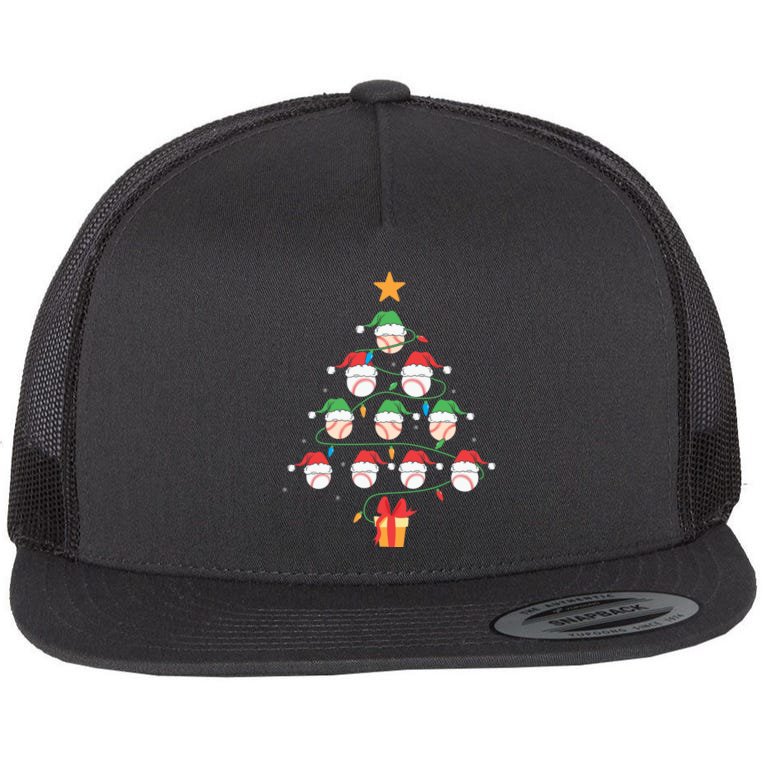 Christmas Baseball Tree Light Funny Xmas Sport Holiday Flat Bill Trucker Hat