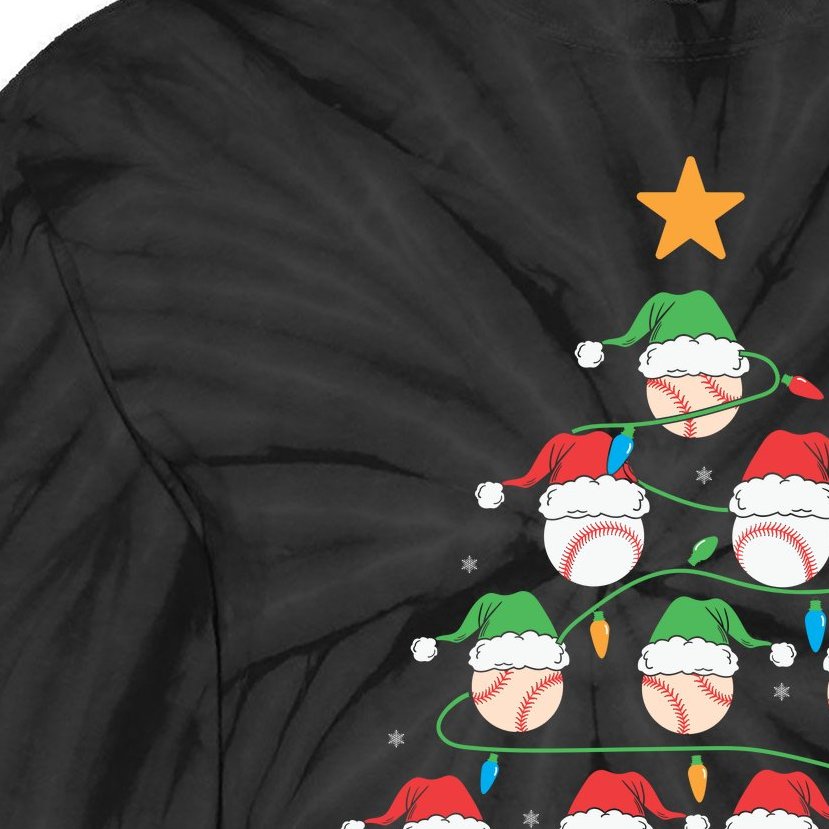 Christmas Baseball Tree Light Funny Xmas Sport Holiday Tie-Dye Long Sleeve Shirt