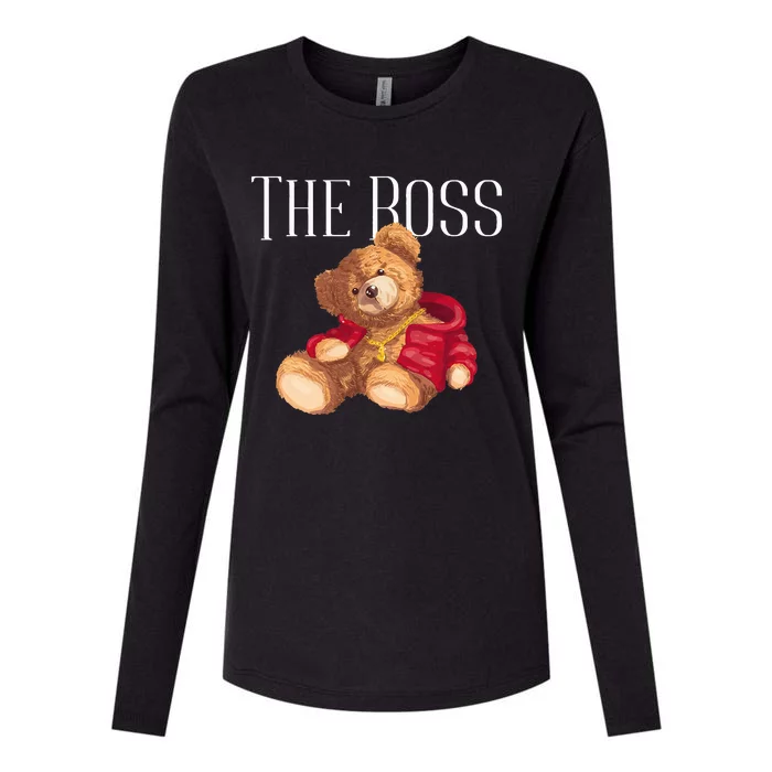 Cool Teddy Bear Dollar Sign Teddy Lover The Boss Bossy Womens Cotton Relaxed Long Sleeve T-Shirt