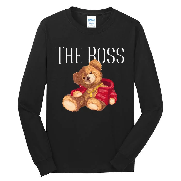 Cool Teddy Bear Dollar Sign Teddy Lover The Boss Bossy Tall Long Sleeve T-Shirt