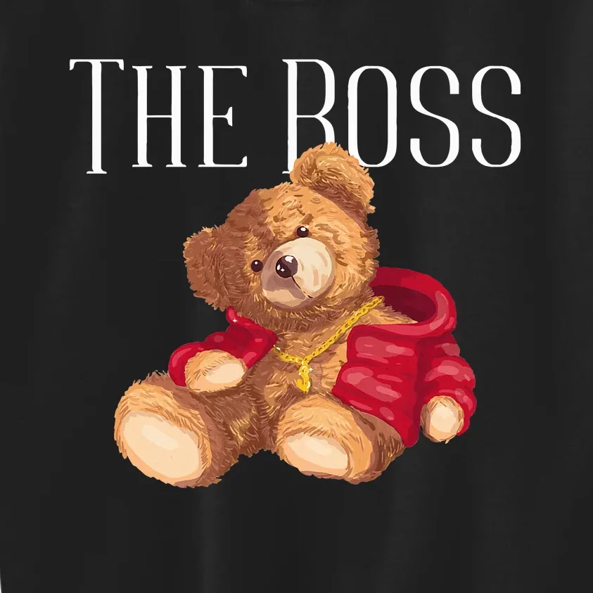 Cool Teddy Bear Dollar Sign Teddy Lover The Boss Bossy Kids Sweatshirt