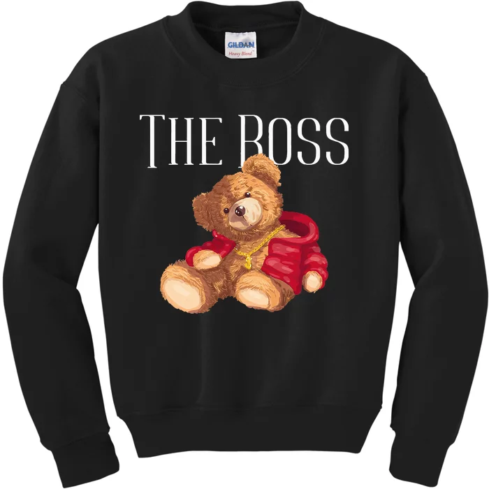 Cool Teddy Bear Dollar Sign Teddy Lover The Boss Bossy Kids Sweatshirt