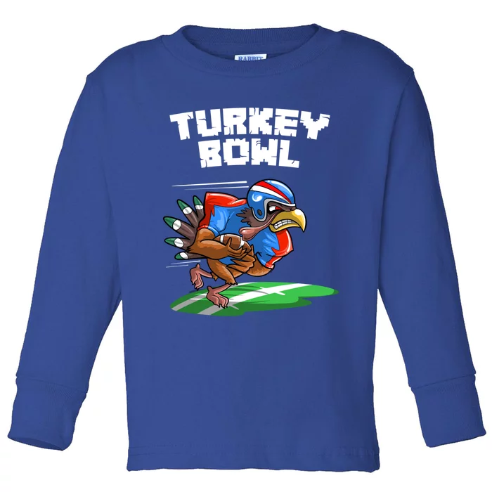 Cool Turkey Bowl Funny Thanksgiving Football Player Gift Toddler Long Sleeve Shirt