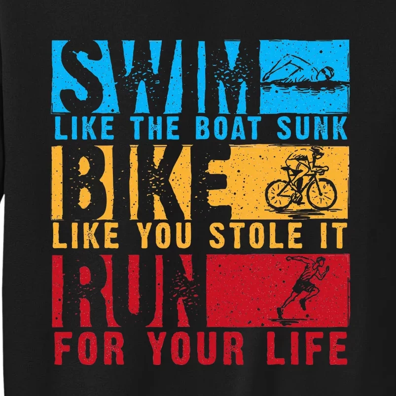 Cool Triathlon Boat Swim Bike Run Triathlete Sweatshirt