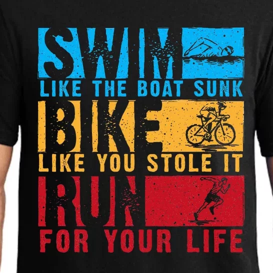 Cool Triathlon Boat Swim Bike Run Triathlete Pajama Set