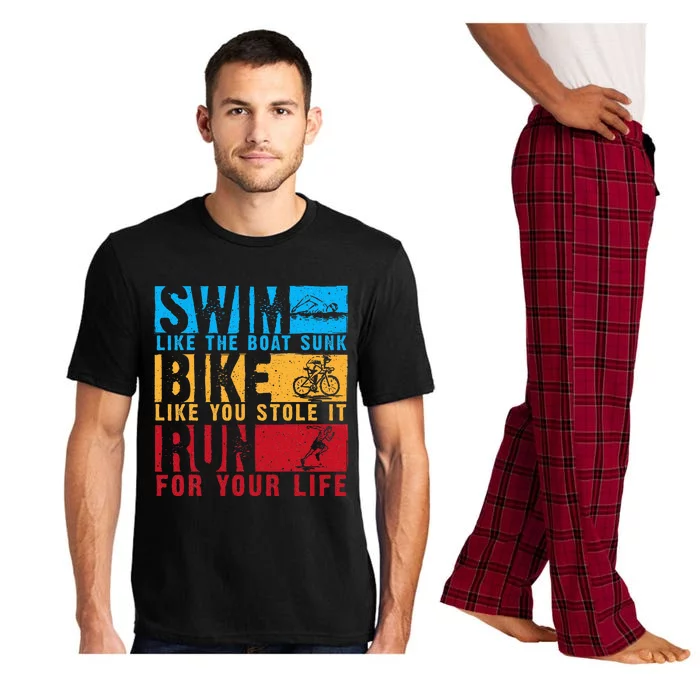 Cool Triathlon Boat Swim Bike Run Triathlete Pajama Set