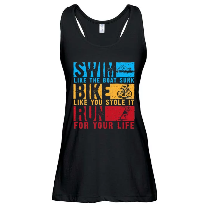 Cool Triathlon Boat Swim Bike Run Triathlete Ladies Essential Flowy Tank