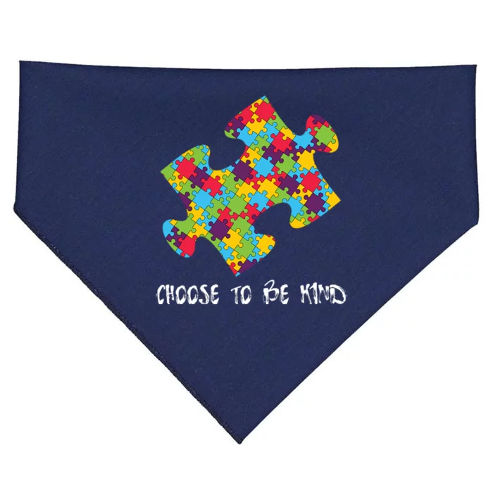 Choose To Be Kind Autism Puzzle Piece Gift USA-Made Doggie Bandana