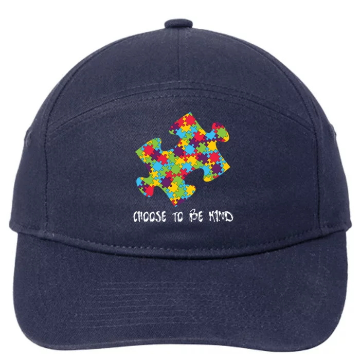 Choose To Be Kind Autism Puzzle Piece Gift 7-Panel Snapback Hat