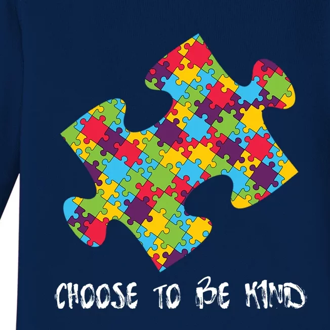 Choose To Be Kind Autism Puzzle Piece Gift Baby Long Sleeve Bodysuit